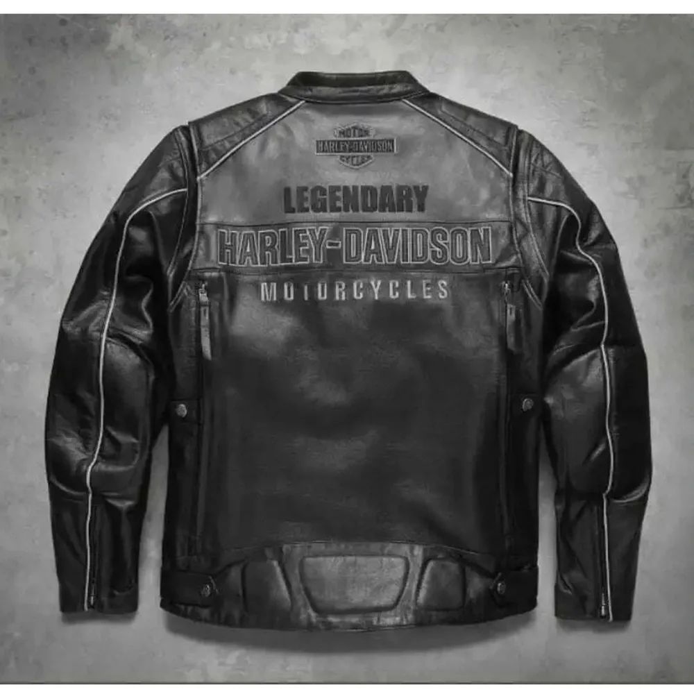 Harley Davidson Men's Votary black and Gray 100% Real Leather Motorcycle Jacket